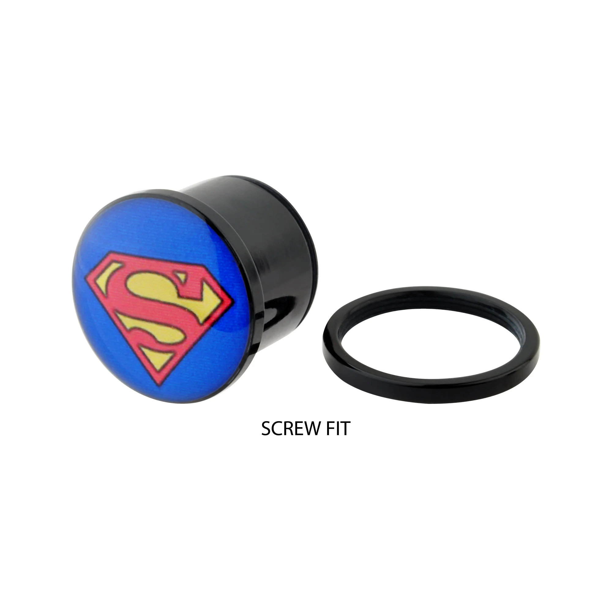 DC Comics Multi Color Superman Logo Acrylic Screw Fit Plug - Image 3