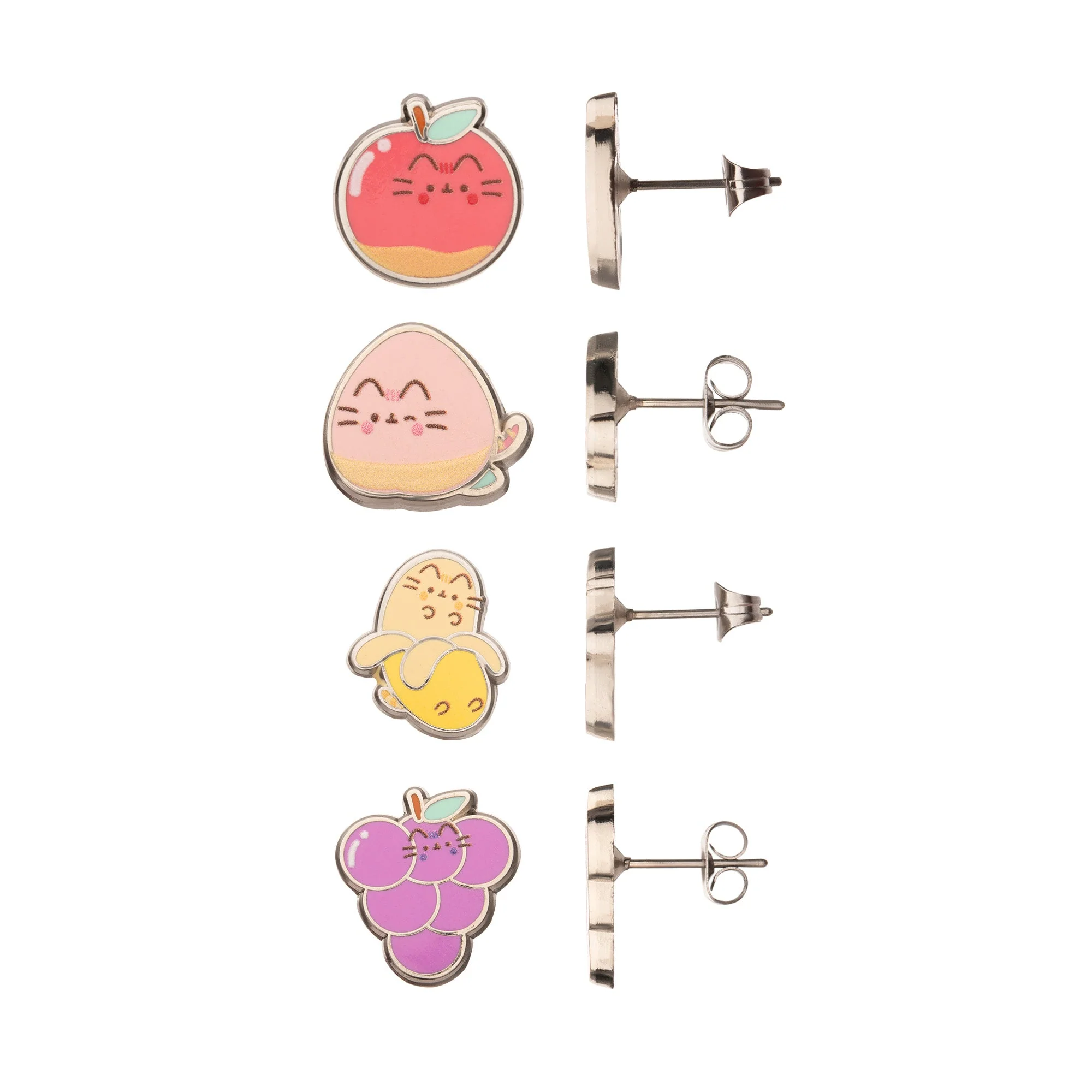 Pusheen Fruits 4-pair in a pack Stud Earrings Sets - Image 3